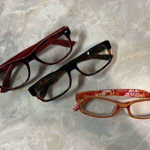 Stylish Red, Black, and Orange Glasses Set (1.00 readers)